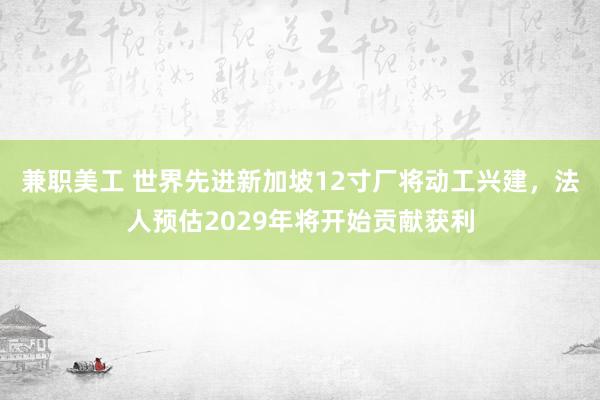 兼职美工 世界先进新加坡12寸厂将动工兴建，法人预估2029年将开始贡献获利